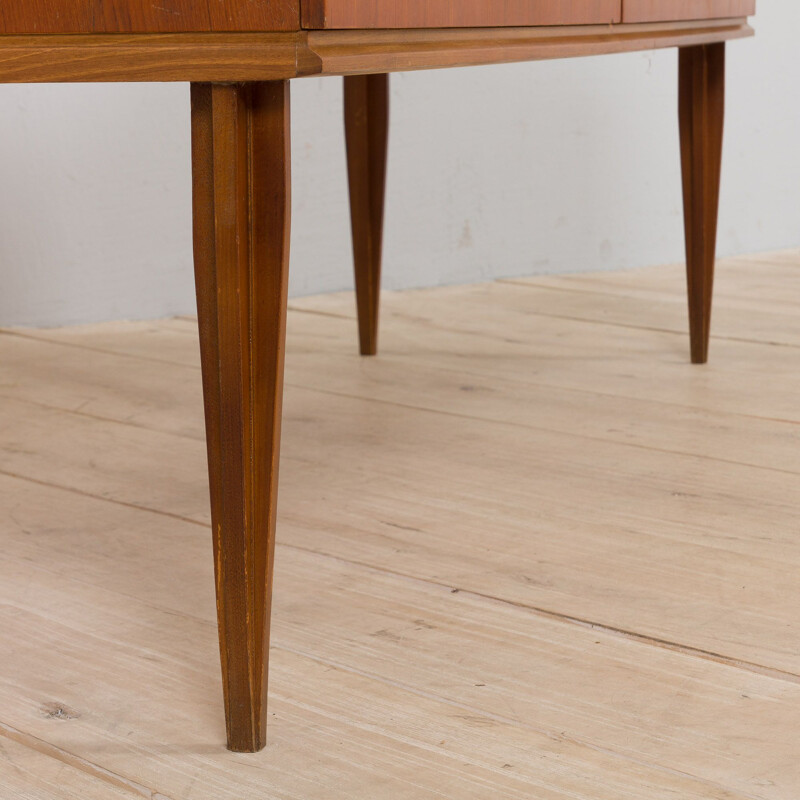 Italian mid century teak sideboard with 4 drawers and leather handles, 1960s