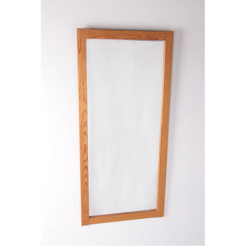 Vintage wall mirror with light wooden frame, Denmark 1960s