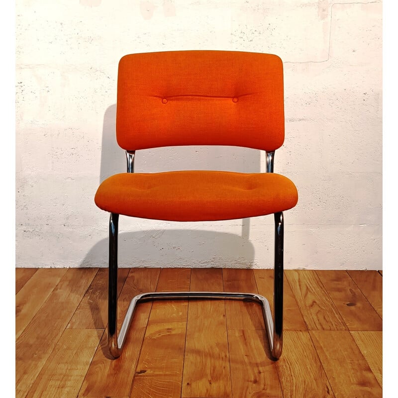 Fauteuil vintage Strafor Steelcase orange, 1970