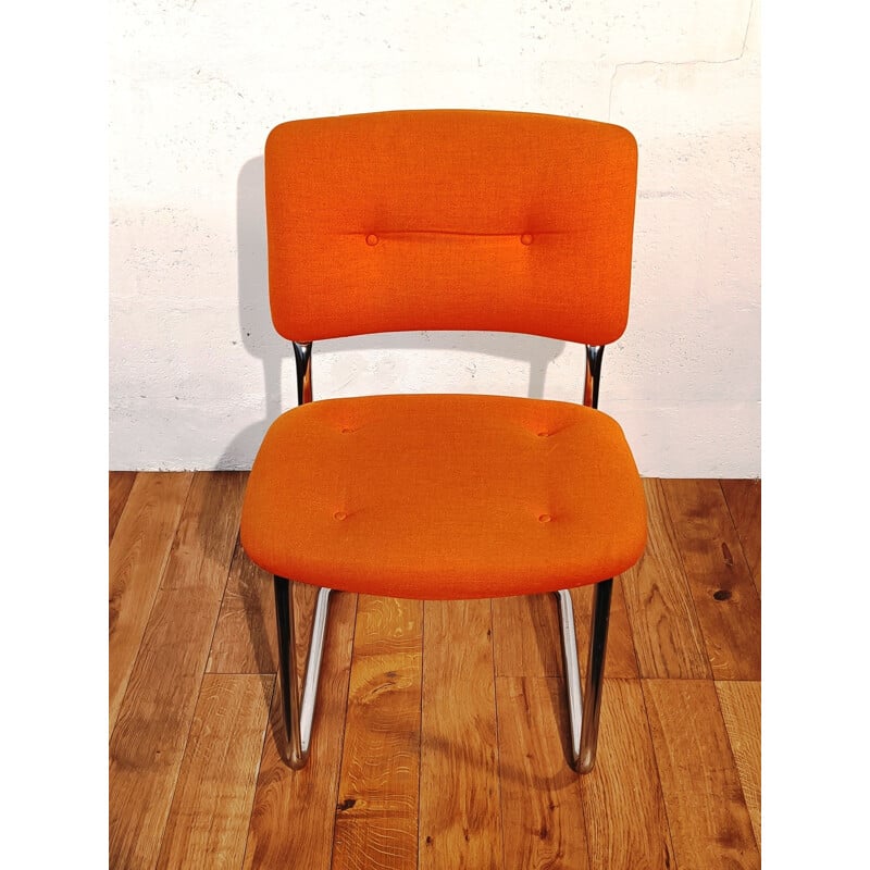 Vintage Strafor Steelcase orange armchair, 1970