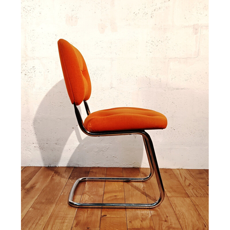 Vintage Strafor Steelcase orange armchair, 1970