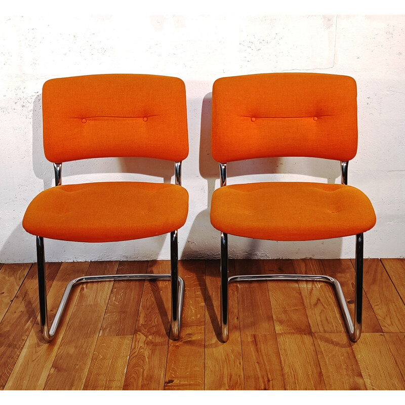 Vintage Strafor Steelcase oranje fauteuil, 1970