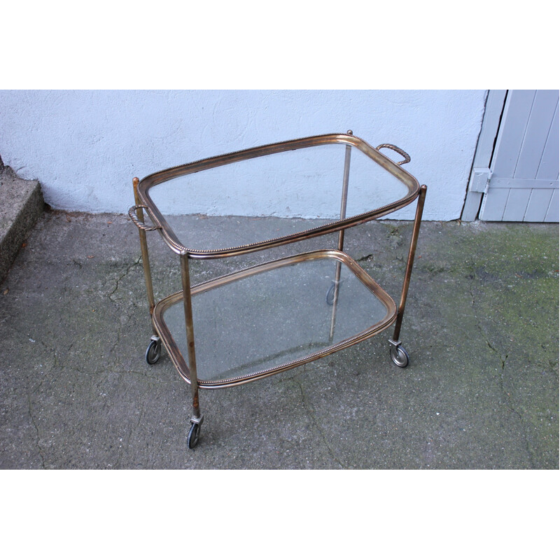 Vintage serving trolley with 2 removable trays - 1960s