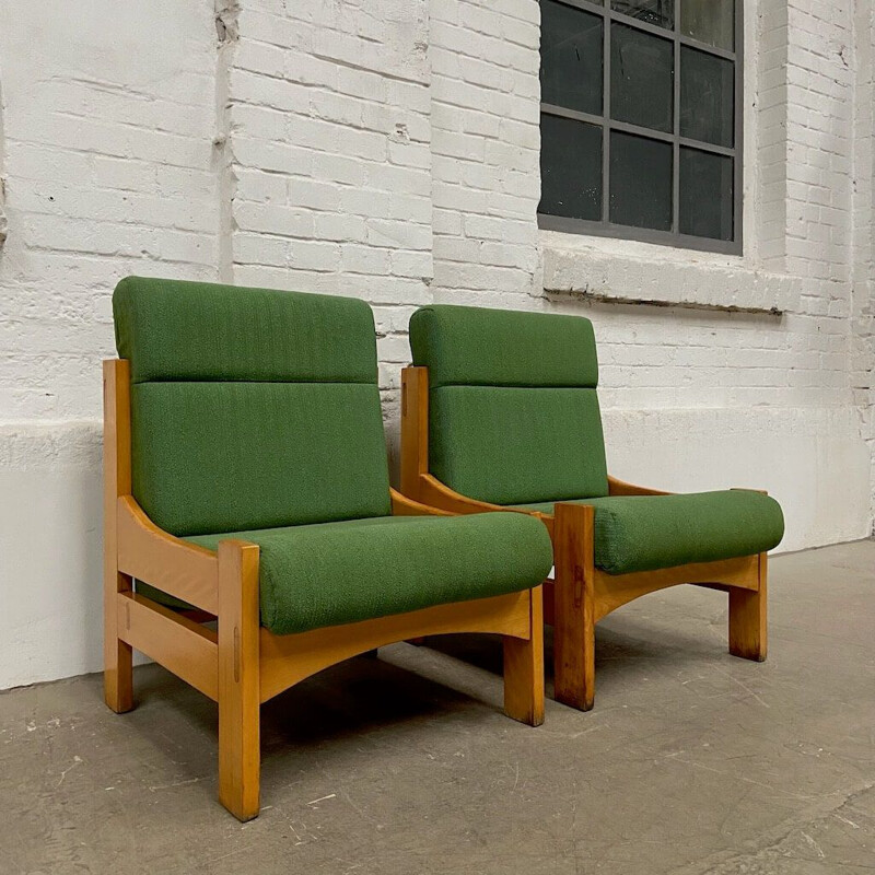 Pair of vintage green armchairs, 1970s