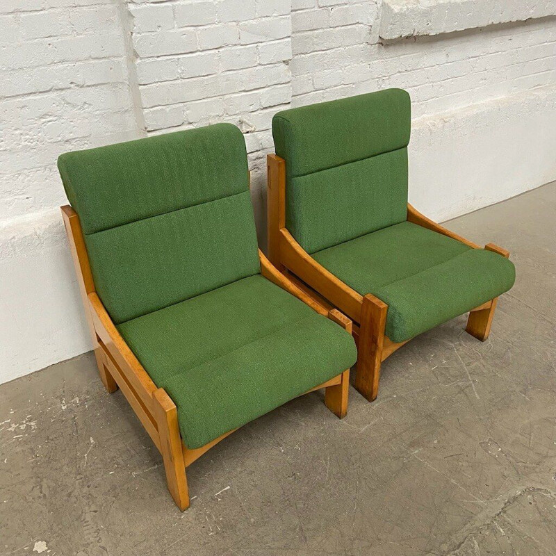 Pair of vintage green armchairs, 1970s