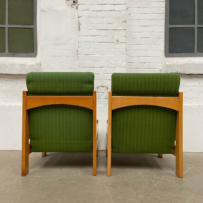 Paire de fauteuils verts vintage, 1970