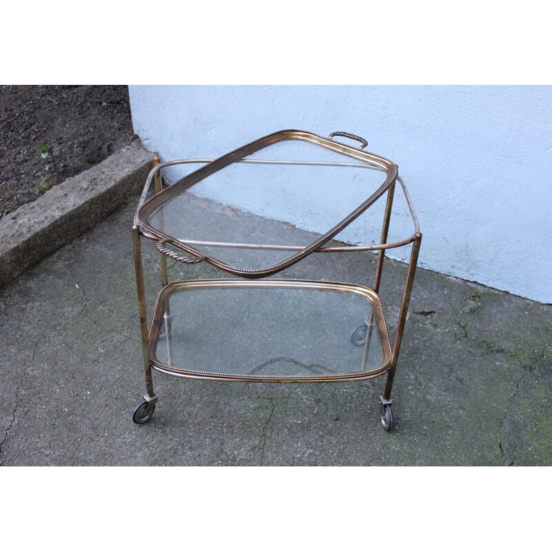 Vintage serving trolley with 2 removable trays - 1960s