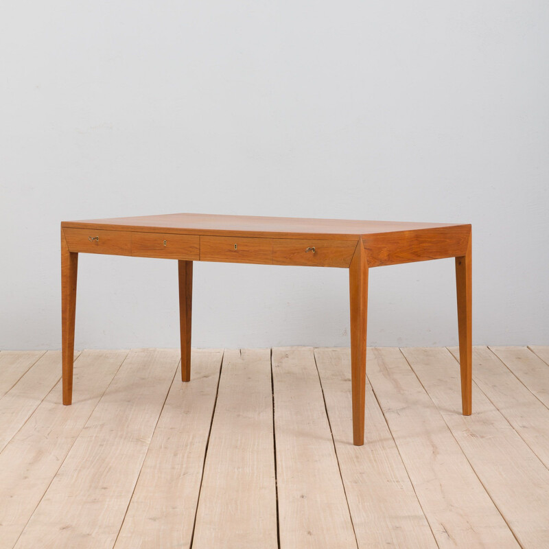 Vintage Teakholz Schreibtisch von Severin Hansen für Haslev Dänemark, 1960