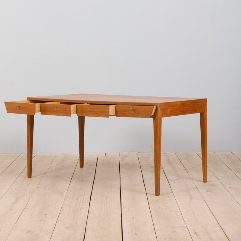 Teak vintage desk by Severin Hansen for Haslev Denmark, 1960s