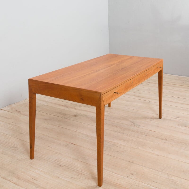 Teak vintage desk by Severin Hansen for Haslev Denmark, 1960s