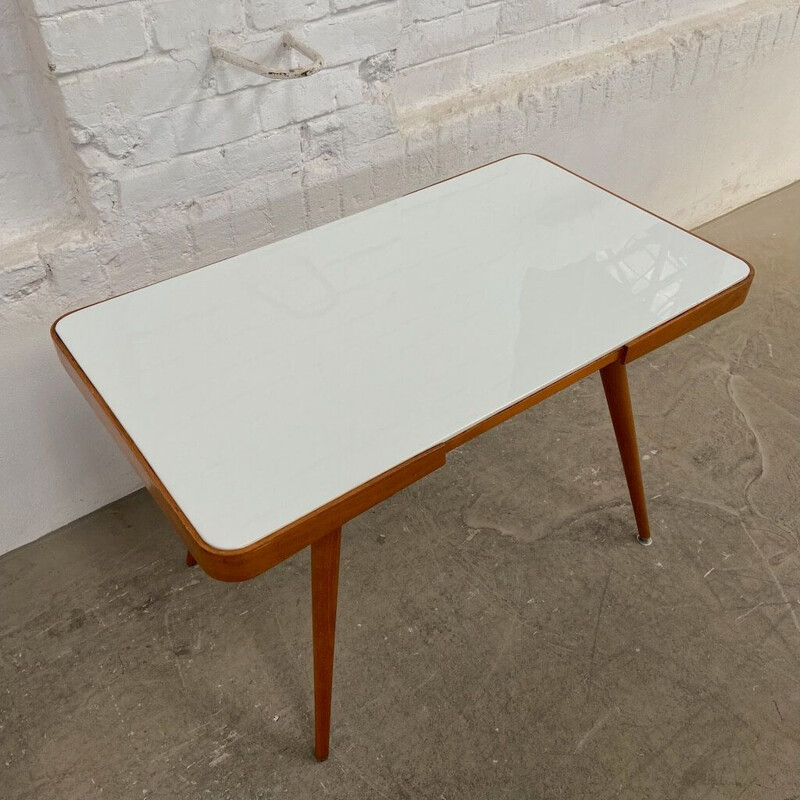 Table basse vintage avec verre opaxite, 1960