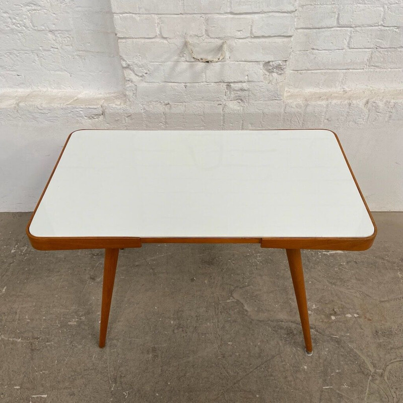 Table basse vintage avec verre opaxite, 1960