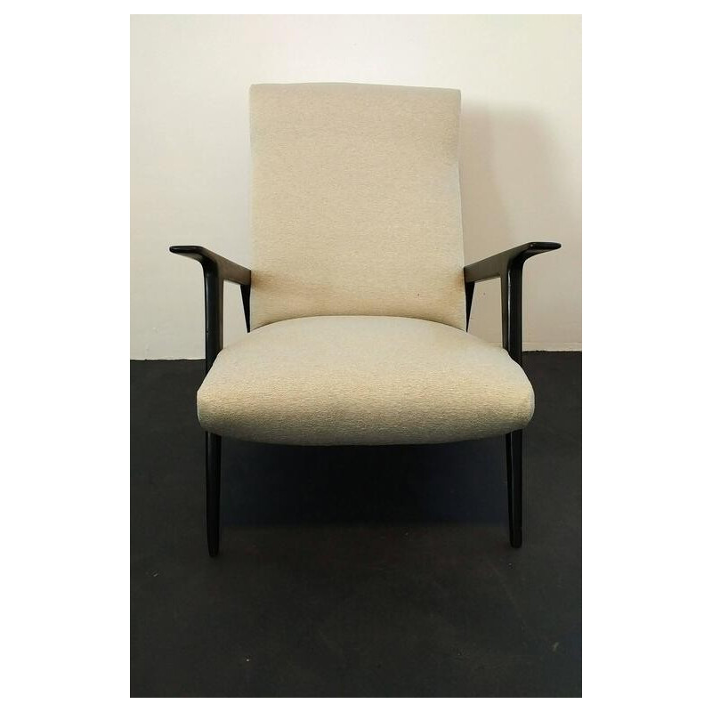 Paire de fauteuils italiens en bois et tissu - 1950