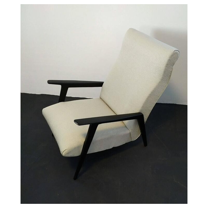 Paire de fauteuils italiens en bois et tissu - 1950