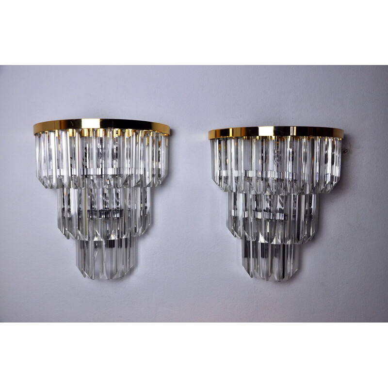 Pair of vintage Venini wall lamps, Italy 1970