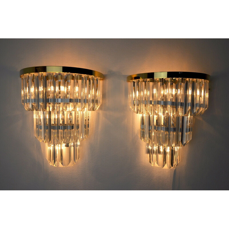 Pair of vintage Venini wall lamps, Italy 1970