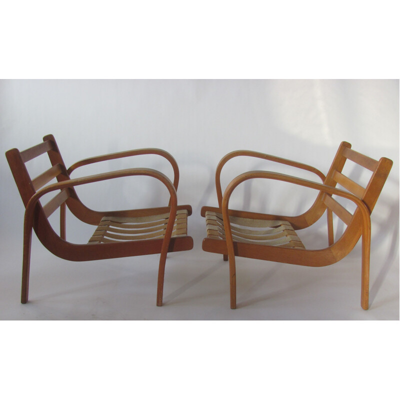 Pair of vintage armchairs by Kropacek and Kozelka, Czechoslovakia 1950s