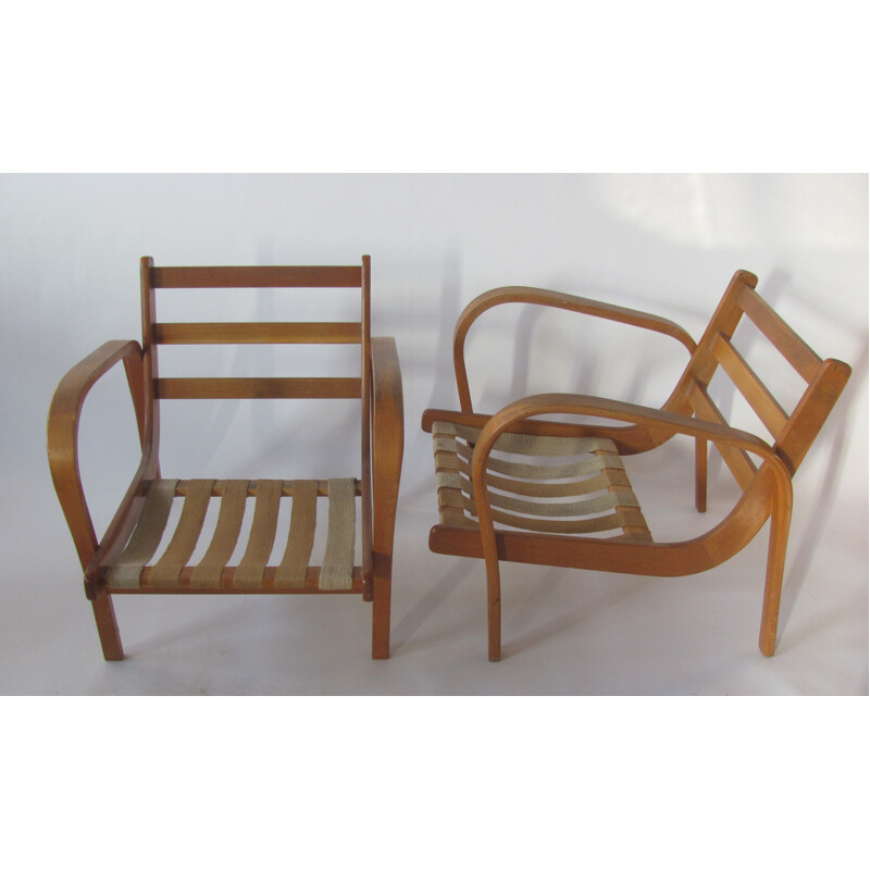 Paire de fauteuils vintage par Kropacek et Kozelka, Tchécoslovaquie 1950