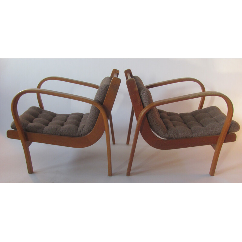 Pair of vintage armchairs by Kropacek and Kozelka, Czechoslovakia 1950s