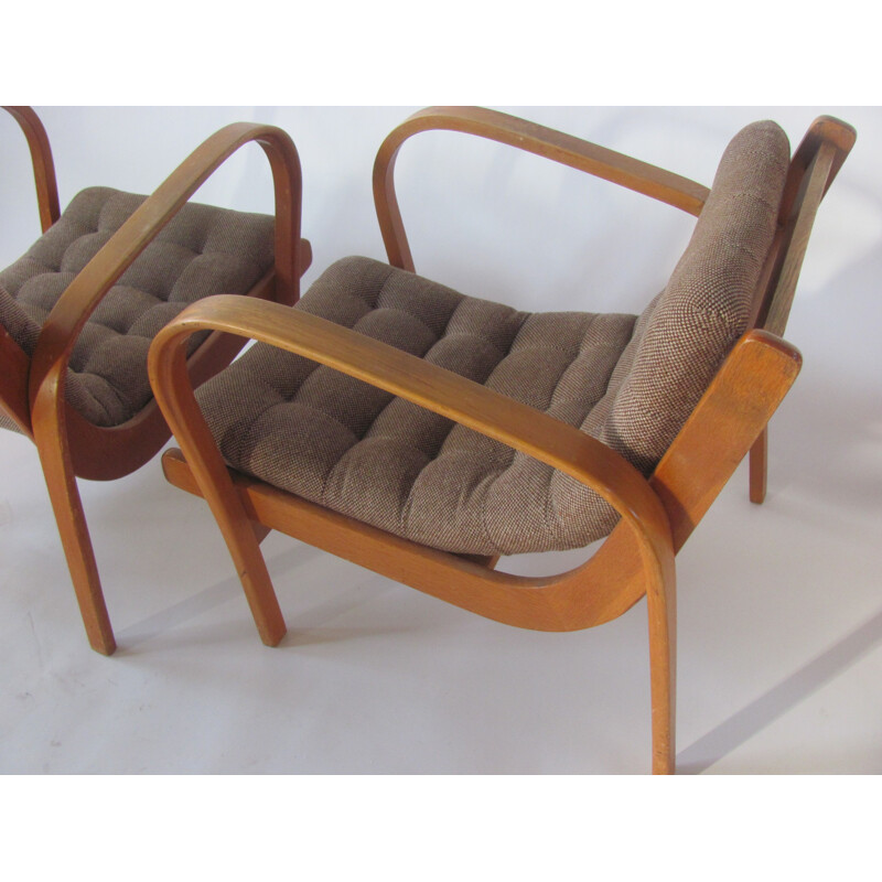 Pair of vintage armchairs by Kropacek and Kozelka, Czechoslovakia 1950s