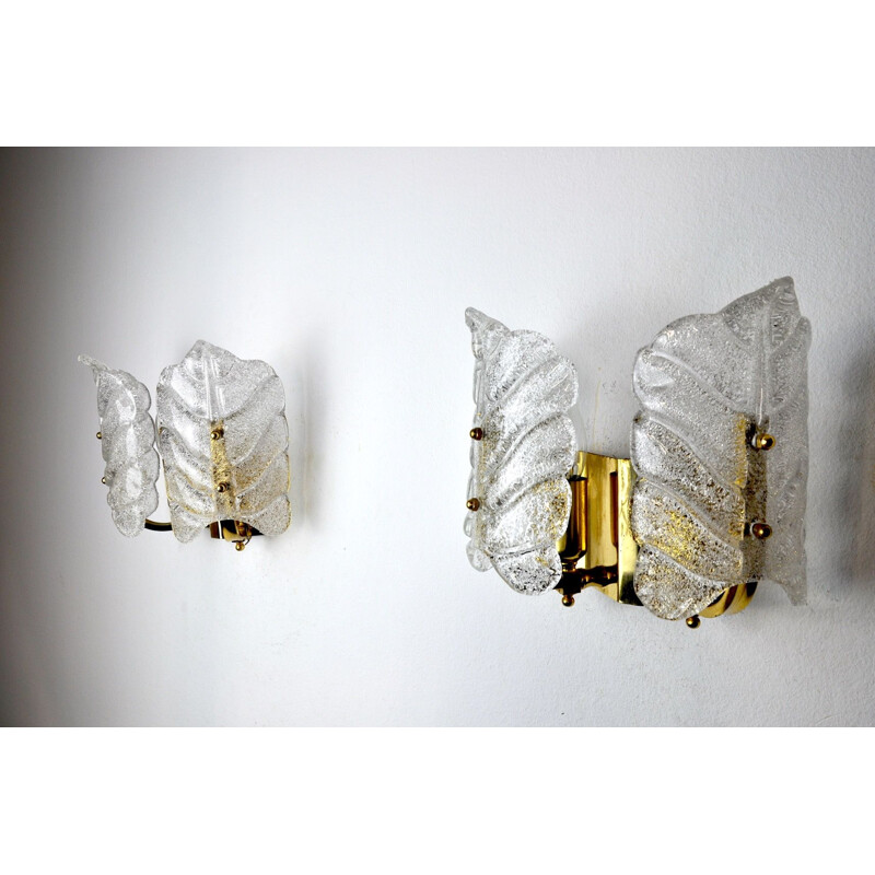 Pair of vintage sconces in the shape of a leaf, Italy 1970