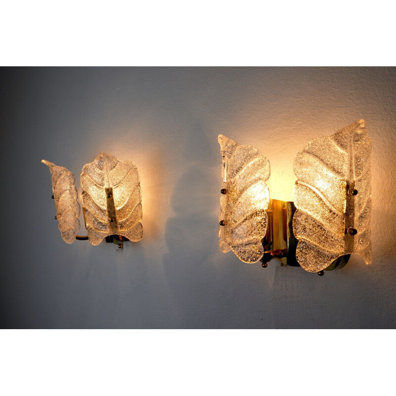 Pair of vintage sconces in the shape of a leaf, Italy 1970