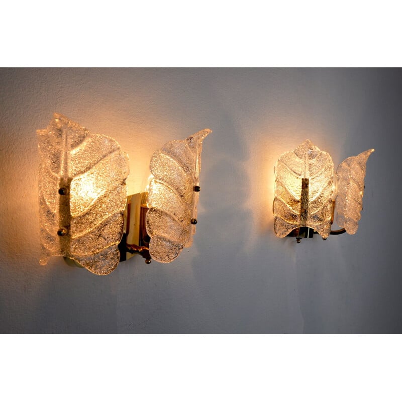 Pair of vintage sconces in the shape of a leaf, Italy 1970