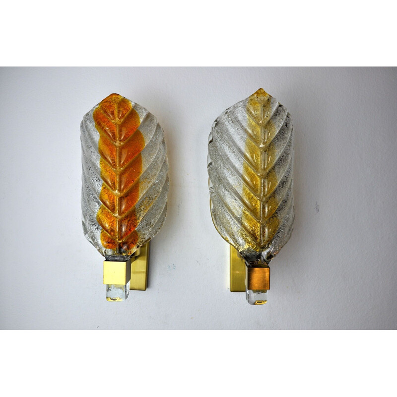 Pair of vintage Murano glass sconces by Carl Fagerlund, Italy 1970