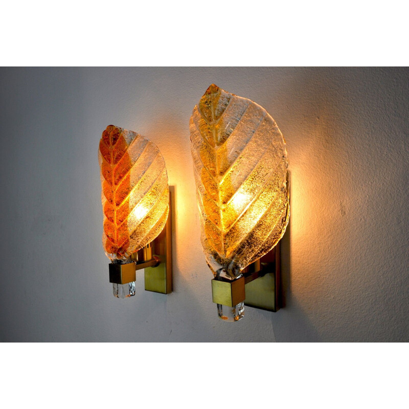 Pair of vintage Murano glass sconces by Carl Fagerlund, Italy 1970