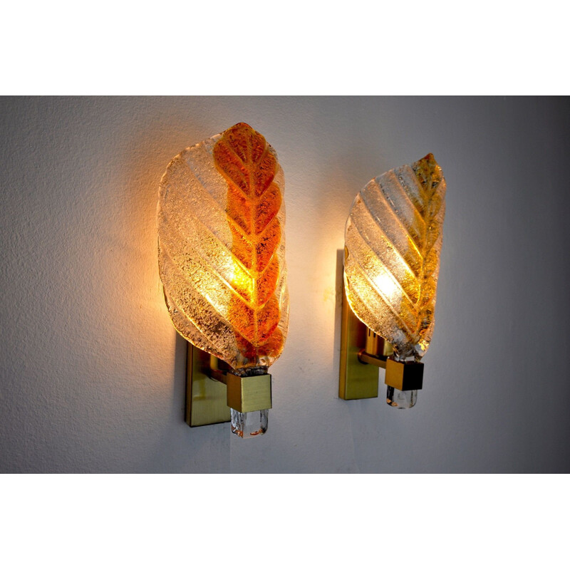 Pair of vintage Murano glass sconces by Carl Fagerlund, Italy 1970