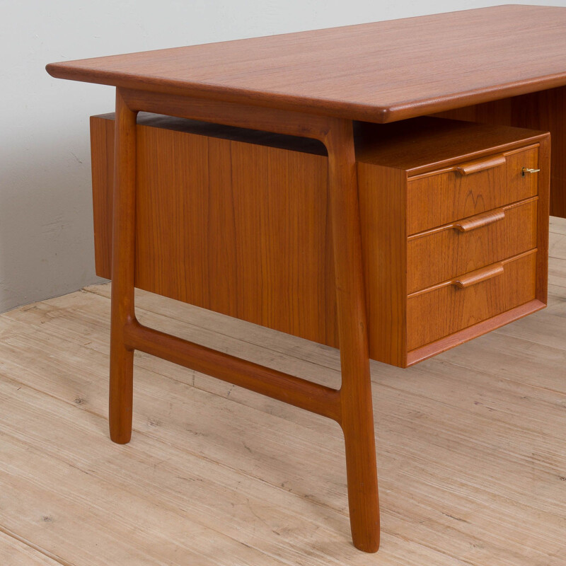 Danish vintage teak desk model 75 by Omann Jun, 1950s