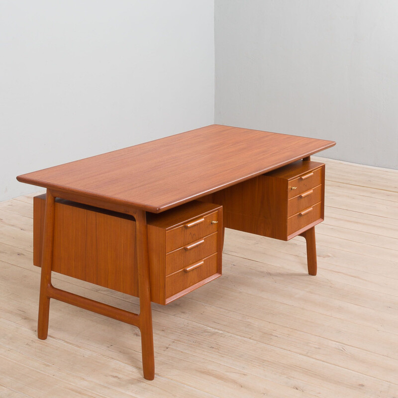 Danish vintage teak desk model 75 by Omann Jun, 1950s