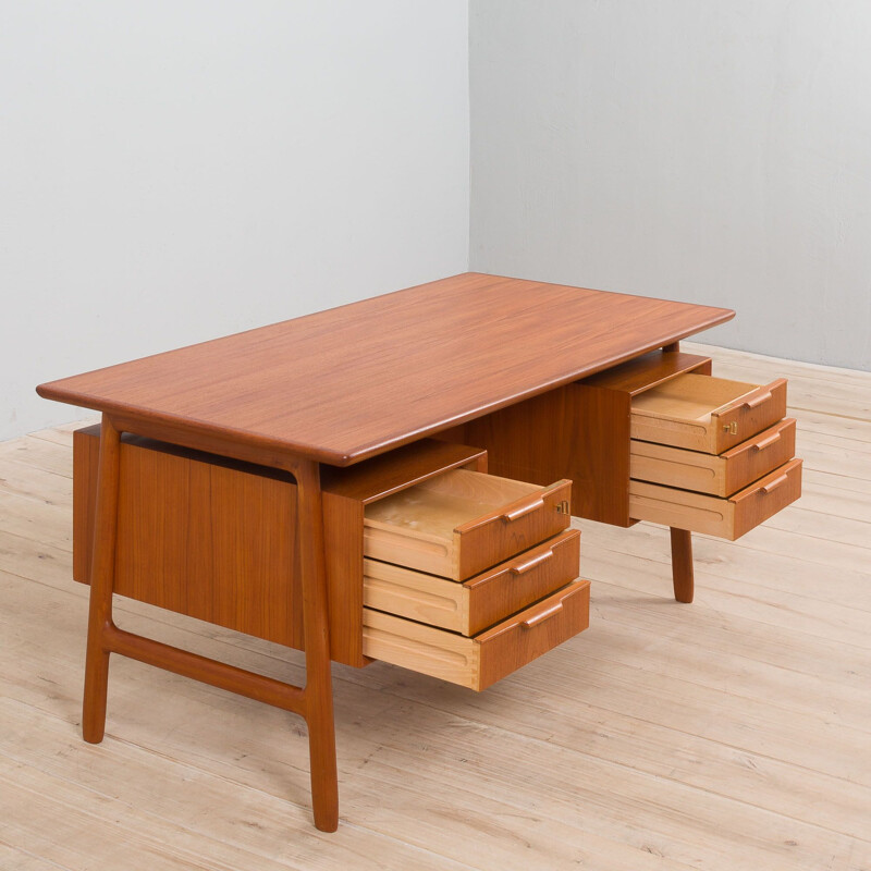 Danish vintage teak desk model 75 by Omann Jun, 1950s