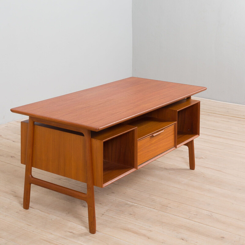 Danish vintage teak desk model 75 by Omann Jun, 1950s