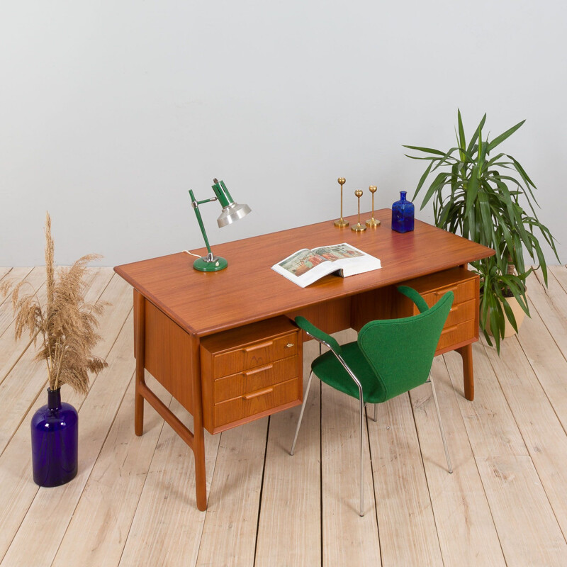 Danish vintage teak desk model 75 by Omann Jun, 1950s