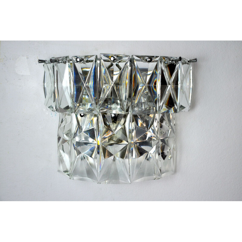 Vintage wall lamp with cut crystals by Kinkeldey, Germany 1970