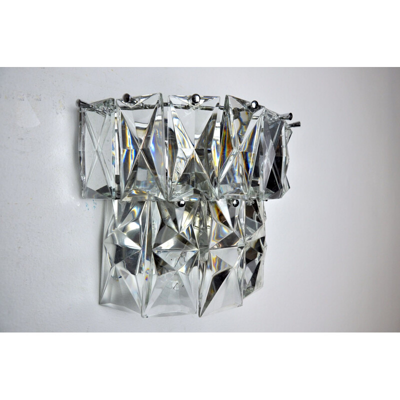 Vintage wall lamp with cut crystals by Kinkeldey, Germany 1970