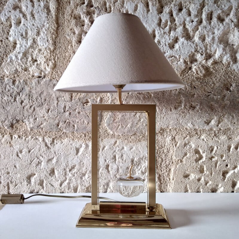 Lampe Pomme Vintage aus Glas und Messing aus dem Hause le Dauphin, 1970