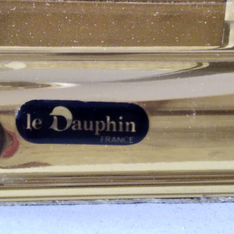 Vintage glas en messing appellamp van le Dauphin, 1970