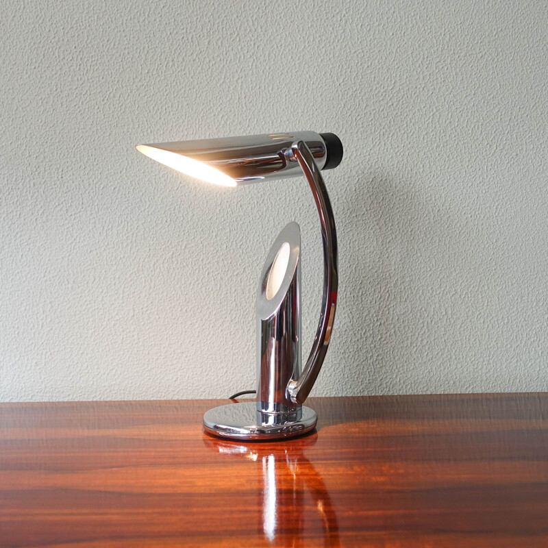 Vintage Tharsis foldable chrome table lamp by Luis Perez de la Oliva for Fase, Spain 1973