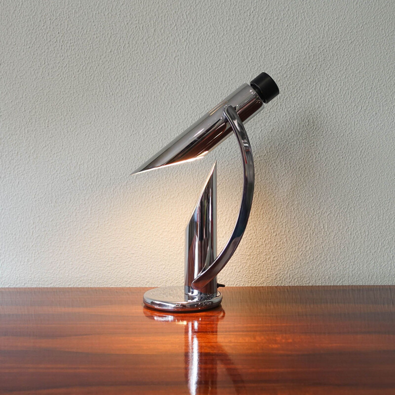 Lámpara de mesa vintage plegable Tharsis cromada de Luis Pérez de la Oliva para Fase, España 1973