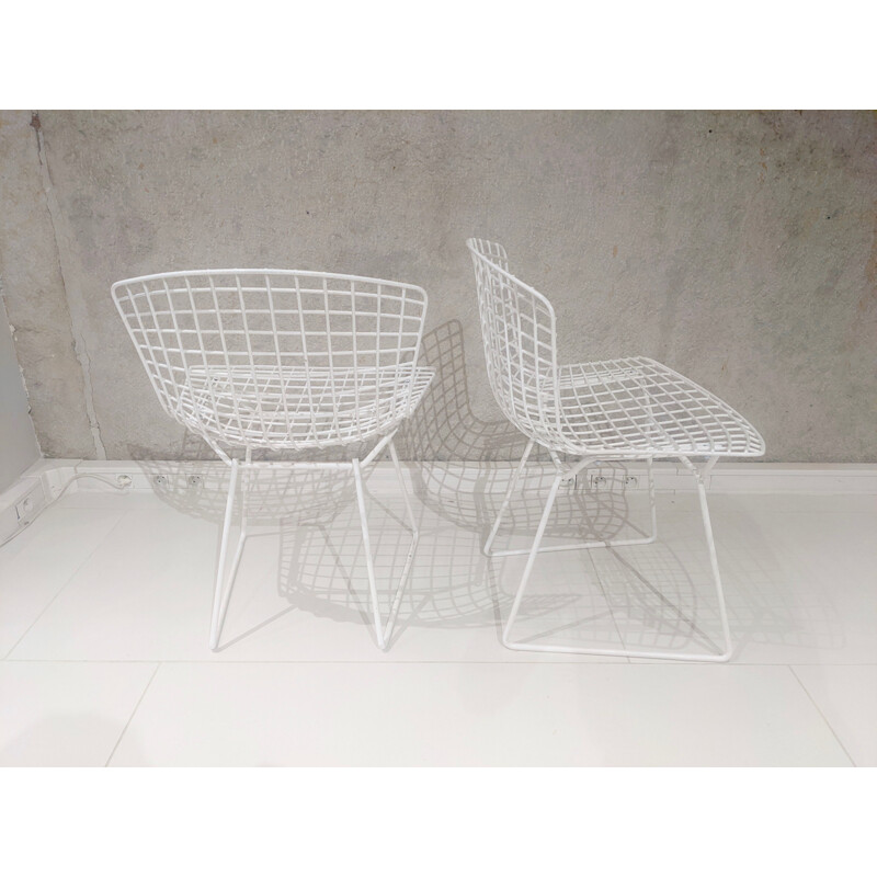 Ensemble de 4 chaises vintage Bertoia en métal laqué blanc pour Knoll