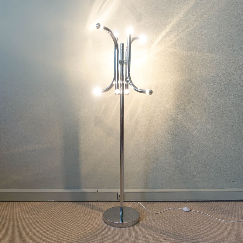 Vintage tubular floor lamp by Gaetano Sciolari, 1970s