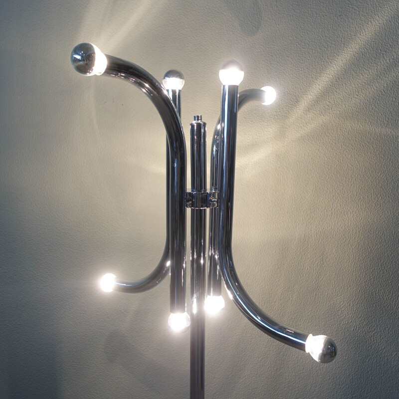 Vintage tubular floor lamp by Gaetano Sciolari, 1970s