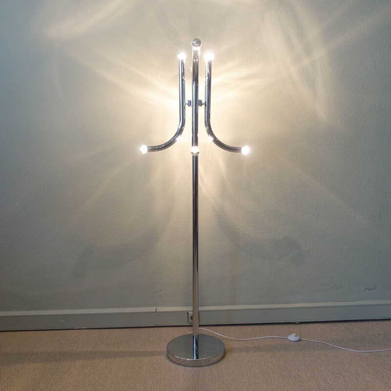 Vintage tubular floor lamp by Gaetano Sciolari, 1970s