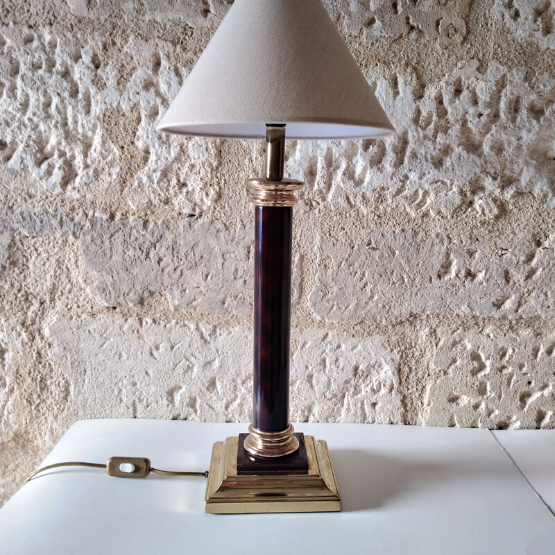 Brass and plexiglass vintage column lamp by Maison le Dauphin