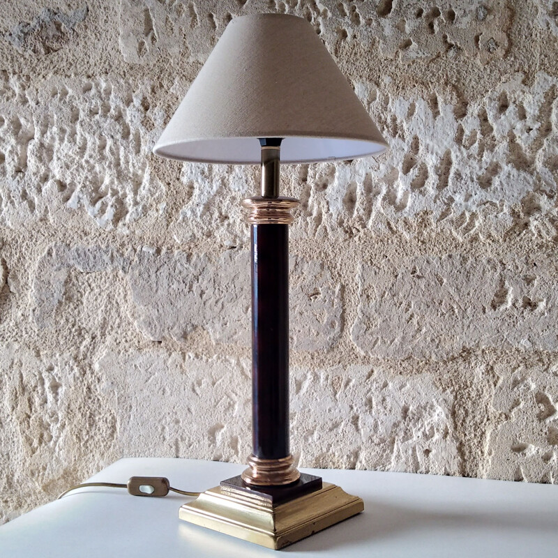 Lámpara de columna vintage de latón y plexiglás de Maison le Dauphin