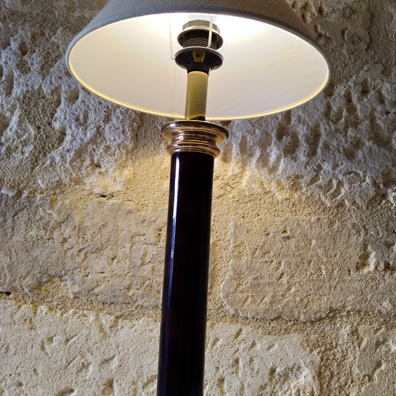 Lampe colonne vintage en laiton et plexiglas de la Maison le Dauphin