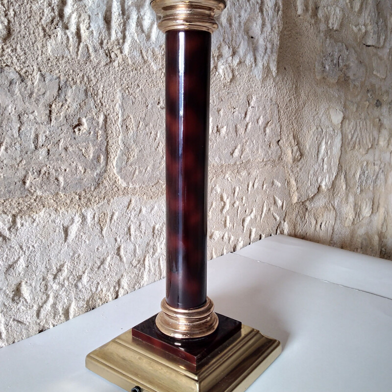 Brass and plexiglass vintage column lamp by Maison le Dauphin