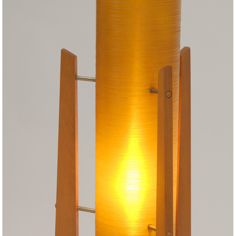 Czech "Rocket" floor lamp in wood and fiberglass - 1960s